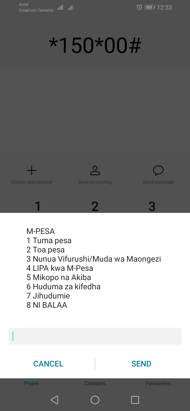 mpesa menu